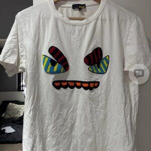 Fendi Kids White Tee with Colorful Graphi